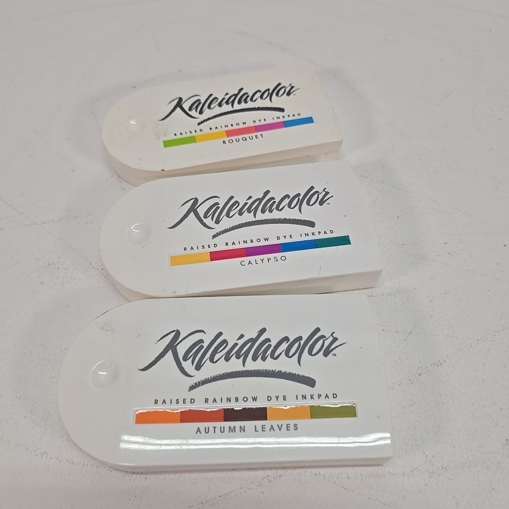 3 Kaleidacolor Raised Rainbow Dye‎ Inkpads Bouquet Calypso & Autumn Leaves